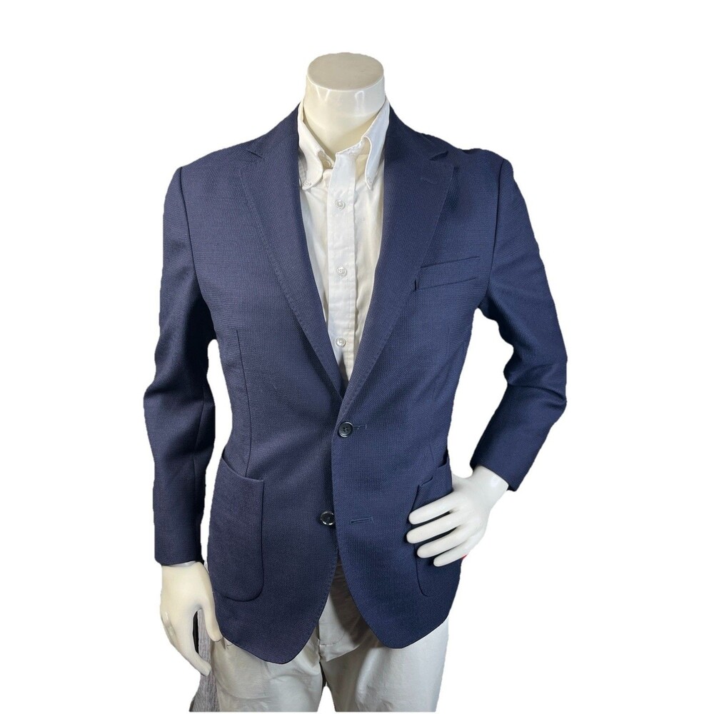 NEW Bonobos Jetsetter Sz 46L Slim Fit Italian Marzotto Wool Blazer Navy Blue - Picture 3 of 15